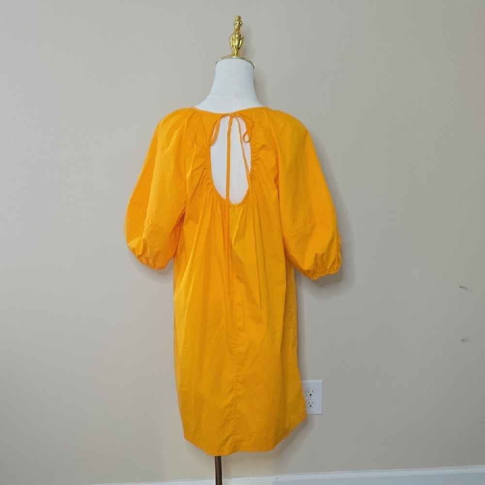 Banana Republic Factory Orange Puff Sleeve Mini Dress – NWT 100% Cotton Keyhole - Picture 5 of 7